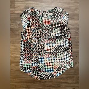 Trouve Silk Kaleidoscope Printed Blouse